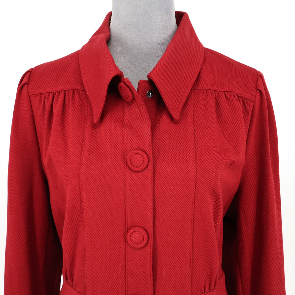Cabi Jacket Womens Large Dark Red Twill Pockets Fitted Waist Snaps Preppy - Picture 7 of 16